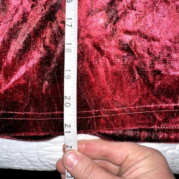 Vintage Y2K 90s Jordache Dark Red Maroon Velvet Fitted Top - Short Sleeve Shirt - Picture 6 of 6